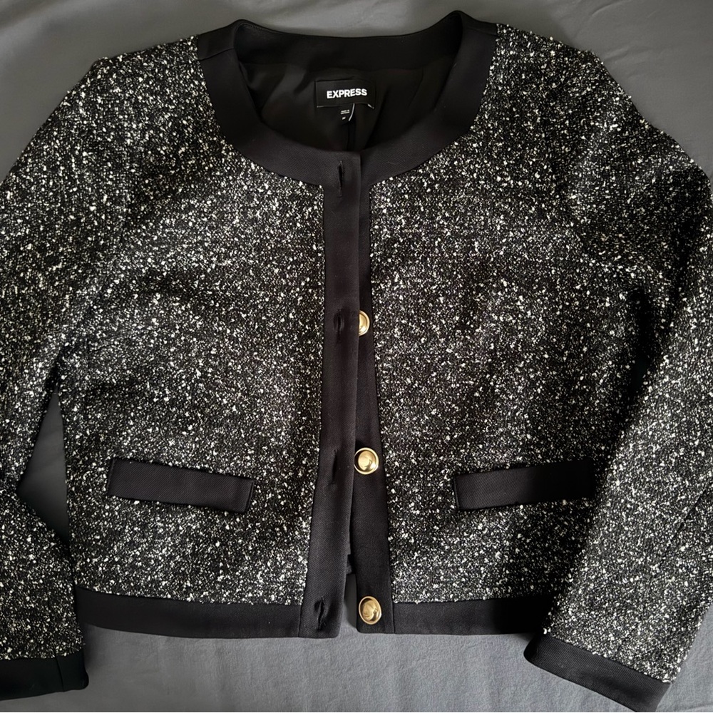 Express Tweed Lady Blazer with Gold Buttons M
